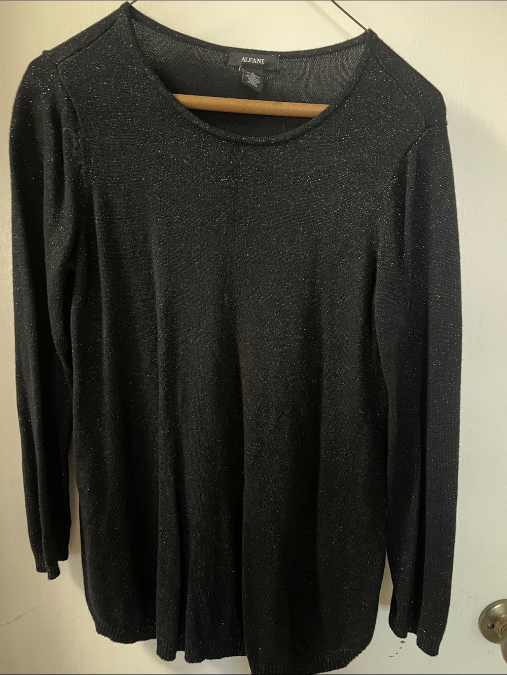 Alfani Black Metallic-Thread Crewneck Sweater